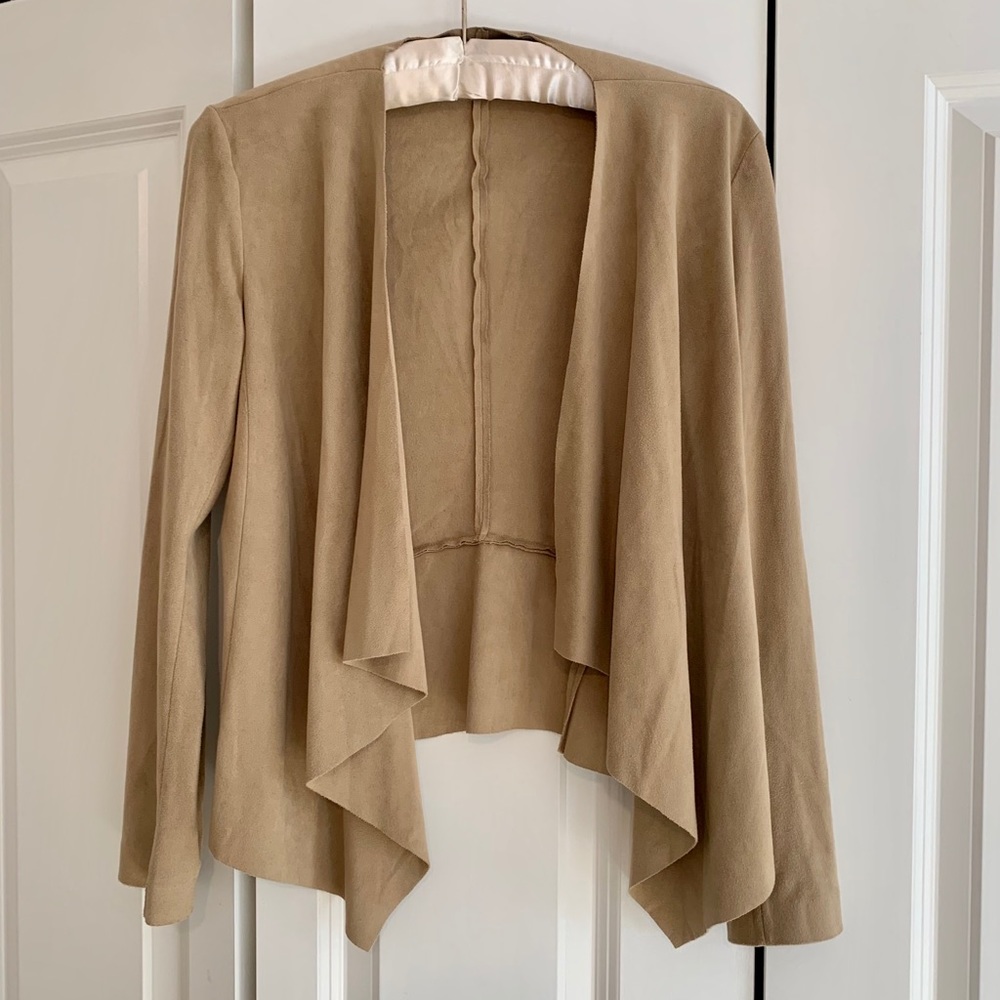 Zara Faux Suede Front Drape Jacket